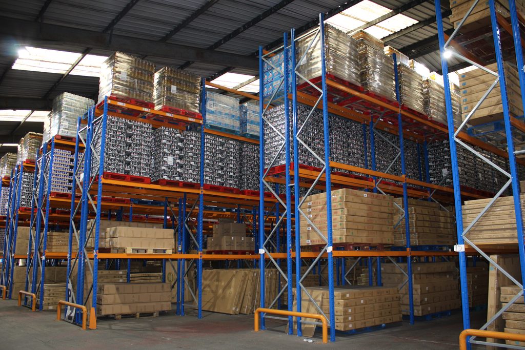 Palletised goods stored on industrial racking in Ayla Group's warehousing facility