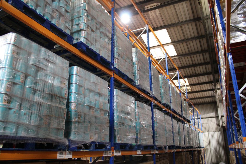 Ayla Group warehouse interior showing high-bay storage racking and palletised inventory for fulfilment