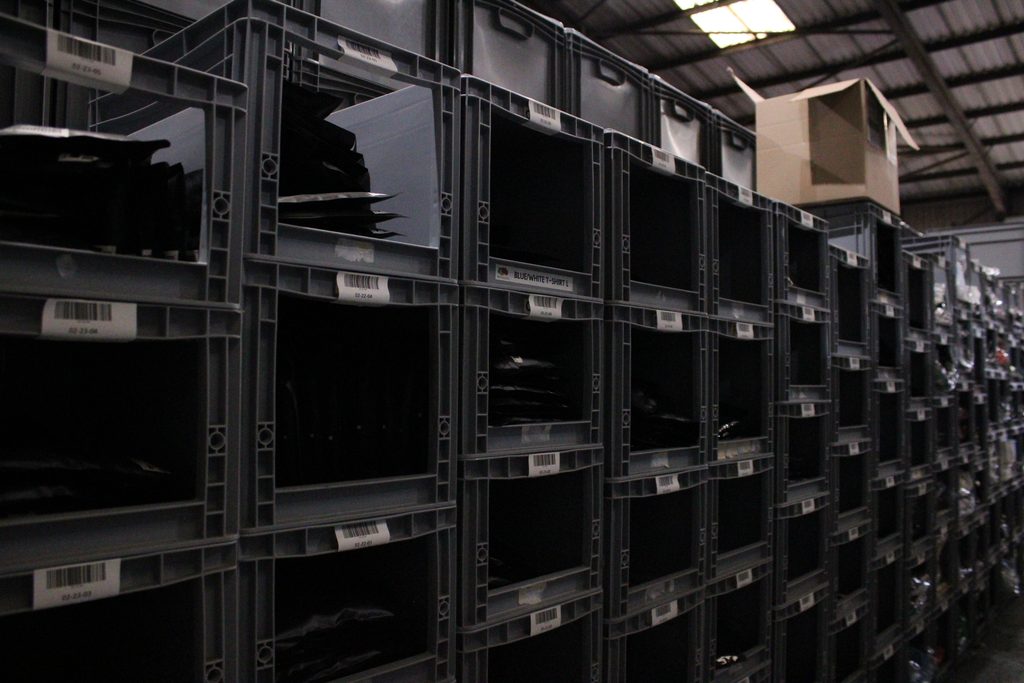Ayla Group warehouse interior with secure storage boxes for fulfilment requirements
