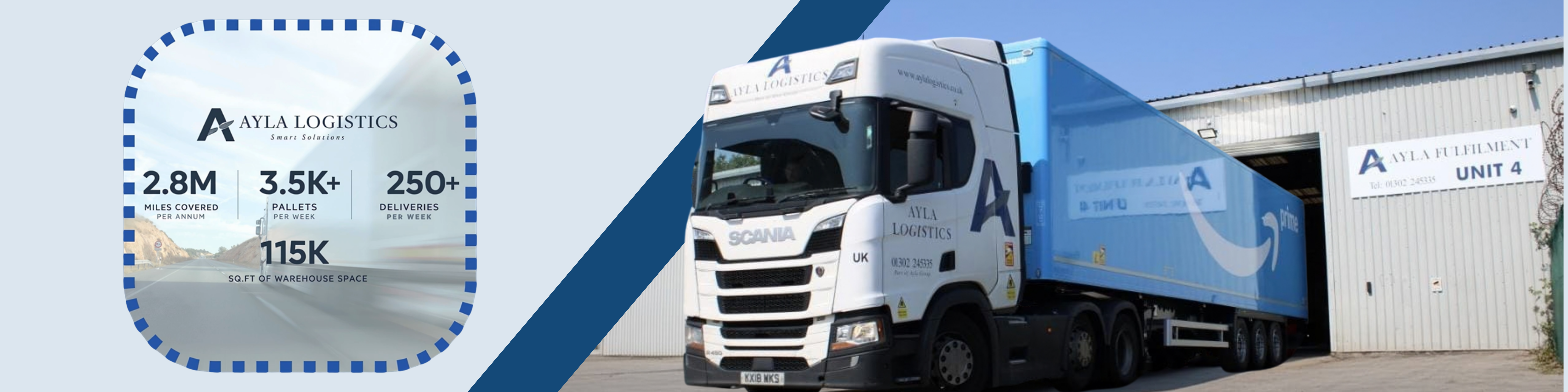 Ayla Logistics freight truck on the road providing nationwide transport and distribution services